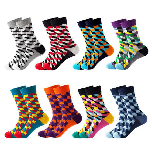 3D Cube Pattern Sock Set (8 pairs) - Crazy Sock Thursdays