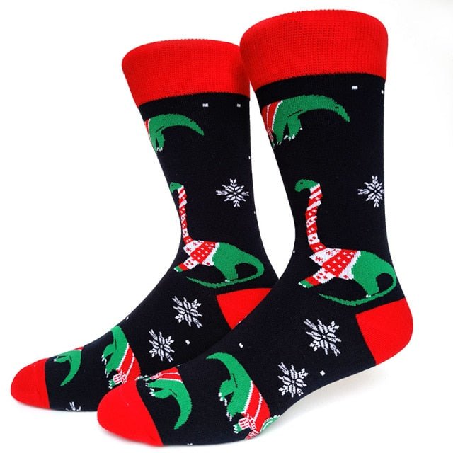 Dinosaurs in Ugly Sweaters Crazy Christmas Socks - Crazy Sock Thursdays