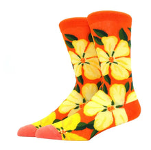 Load image into Gallery viewer, Floral on Orange Crazy Socks - Crazy Sock Thursdays
